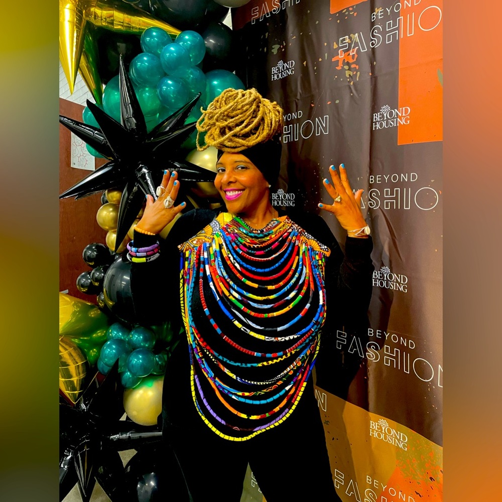 African Fabric Layered Colorful Statement Necklace.